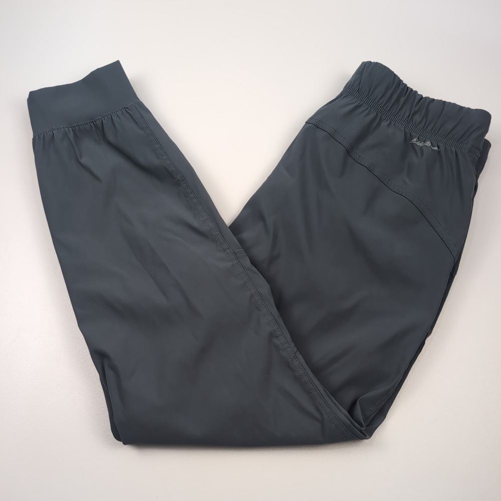 Eddie Bauer Joggers Womens 6 Gray Elastic Waist Zipper Pockets Quick Dry EUC